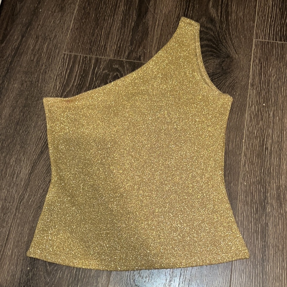 Vintage one shoulder glitter top